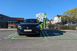 Vauxhall Corsa-E charging at Lidl using a PodPoint charger.