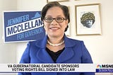 Jenn McClellan appears on the Sunday Show to tout the new Virginia voting rights bill she sponsored.