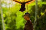 A meditating monk.