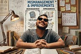 The student sitting on his study table and the background carries the title “ Mismanagement & Improvement”