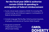 House Passes Measure to Provide More Than $1 Billion in Federal Reimbursement for COVID-19 Needs