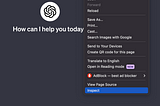 Chat GPT context menu