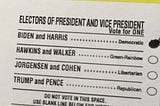 ballot showing biden and harris selected