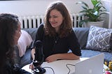 woman interviewing woman on podcast