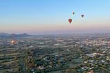 Hot air balloons over Teotihuacán