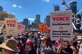 Supports of the Yes23 vote at a rally in Brisbane.