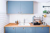 blue kitchen cabinets