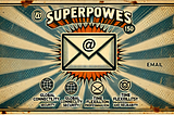 1950s-style illustration of a central envelope surrounded by icons representing global connectivity, security, time flexibility, professionalism, personalisation, and reliability, with a rusted, aged metal sign aesthetic for a real life hack.