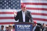 Donald Trump speaking at a rally in Fountain Hills, Arizona.