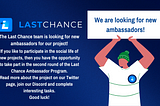 How to become an ambassador of the Last Chance project?