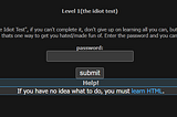 HackThisSite Basic Challenge Level 1: the idiot test