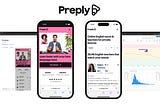 Two Peply.com’s pages visited from mobile devices, along with the screenshots of some performance deshboards.