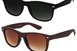 Combo of 2 Men’s Sunglasses, Black and Brown)