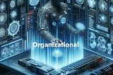 A dark tech-related image with the slogan “organizational illusions”