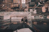 Photo looking down standing on Willis Tower Skydeck, Chicago, United States