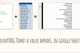 TIL — Counting frequency of values appearing in a column or row, in Google Sheets