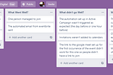 The Trello board containing the retro. Link to the public board is within the text above.