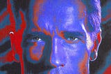 Arnold Schwarzenegger’s eyes stare at us in a promotional image for the movie.