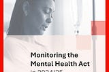 Cover image for the ‘Monitoring the Mental Health Act in 2024/25’ report, showing the report title with a photograph of a person above it