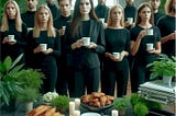 Group of people dressed in black at a funeral.