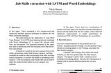 White paper — Job Skills extraction with LSTM and Word Embeddings