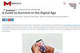 Screen shot of the site being analyzedMaryville University “A Guide to Activism in the Digital Age”