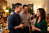 A man being introduced by his friend to a woman