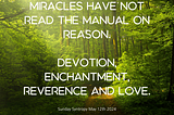 Miracles have not read the manual on reason. Devotion, enchantment, reverence and love.