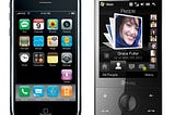 The straightforward UI of a first generation iPhone compared to the impressive but complex UI of a HTC of the same era.