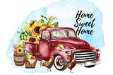 home sweet home, farm red truck png, red truck clipart, wall decor, down on the farm, farmhouse clip art, ditital red truck, door sign