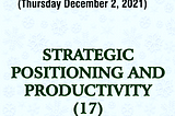 *#TodayInProphecy*
(Thursday December 2, 2021)
*STRATEGIC POSITIONING AND PRODUCTIVITY (17)*
