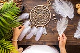 making a macrame dreamcatcher