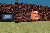 A face protrudes from a wall next to a tunnel