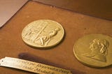 Photo of a reproduction of the original Pulitzer medal