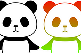 One unstyled panda and three styled pandas: one with various colors, one with a gradient background, one with a highlight.