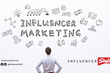 Influencer marketing ad of man looking. Influencerstuff.com and @influencerStuff