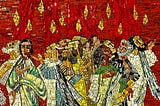 A mosaic showing tongues of fire descending on the early Christian disciples.