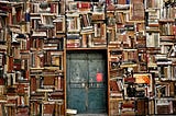 A library wall full of books