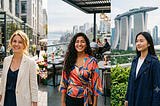 A collage of Ukrainian, Latin American, and Asian women