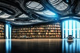 Picture of a futuristic library generated by Adobe Firefly