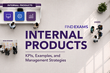 Top-view illustration of internal products used by employees, showing workflow management, analytics dashboards, internal tools, and user collaboration within a modern organization.