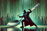 A character from the matric with a giant spoon behind him