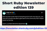 Short Ruby Newsletter — edition 139