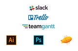 How we use Slack, Trello, TeamGantt, Illustrator, Photoshop and Zeplin for a design project.