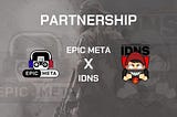 Epic Meta and IDNS logo is seen above a greyed out image of a shooter