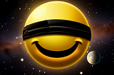 A cosmic smiley face with a blindfold on. Happy planets may bring luck but no awareness.
