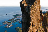 Climbing on Svolvaergeita, Lofoten Islands, Norway