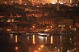 Dubai creek at night. A city made of light and sand