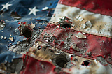 US flag riddled with bullet holes