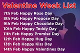 Happy Valentine Week List